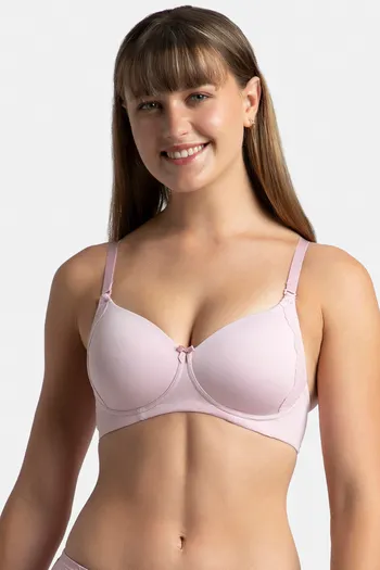 Buy Jockey 1816 Wirefree Padded Full Coverage Lace Styled T-Shirt Bra - Fragrant Lily